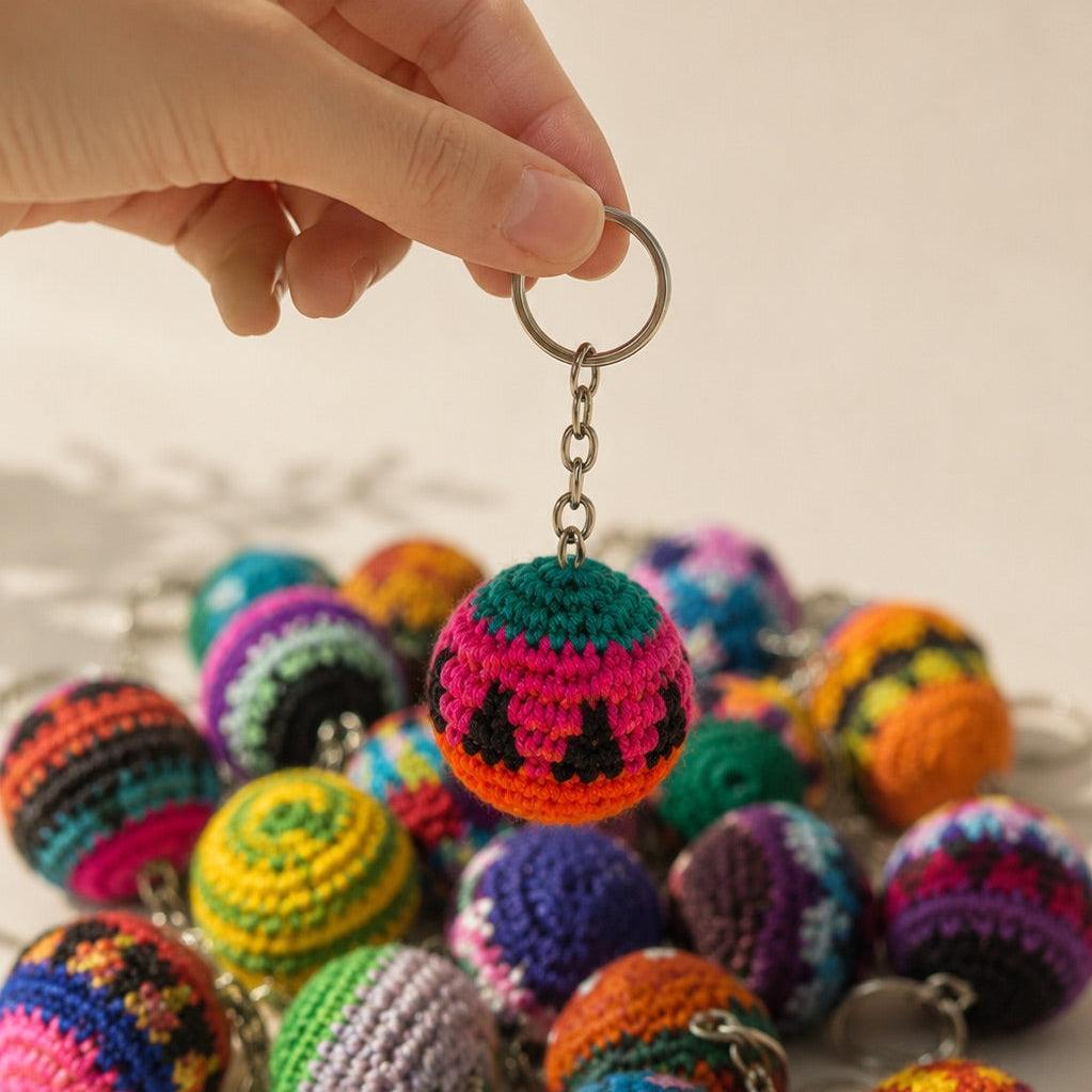 Mini Hacky Sack Handmade Footbag Knit Crochet Keychain – Guatemala-Accessories-Juana (GU)-Lumily MZ Fair Trade Nena &amp; Co Hiptipico Novica Lucia&