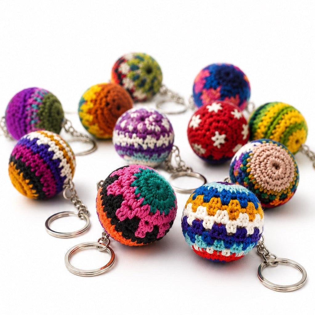 Mini Hacky Sack Handmade Footbag Knit Crochet Keychain – Guatemala-Accessories-Juana (GU)-Lumily MZ Fair Trade Nena &amp; Co Hiptipico Novica Lucia&