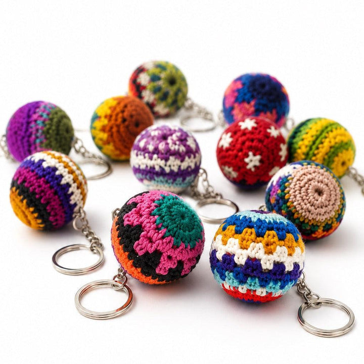 Mini Hacky Sack Handmade Footbag Knit Crochet Keychain – Guatemala-Accessories-Juana (GU)-Lumily MZ Fair Trade Nena &amp; Co Hiptipico Novica Lucia&