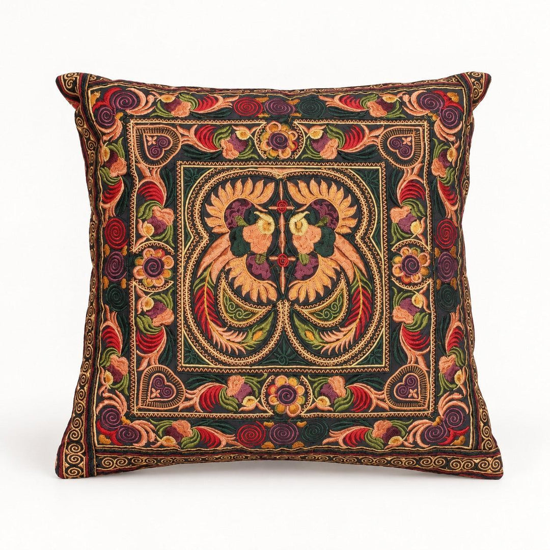 Hmong Bird Embroidered Pillow Cover - Thailand
