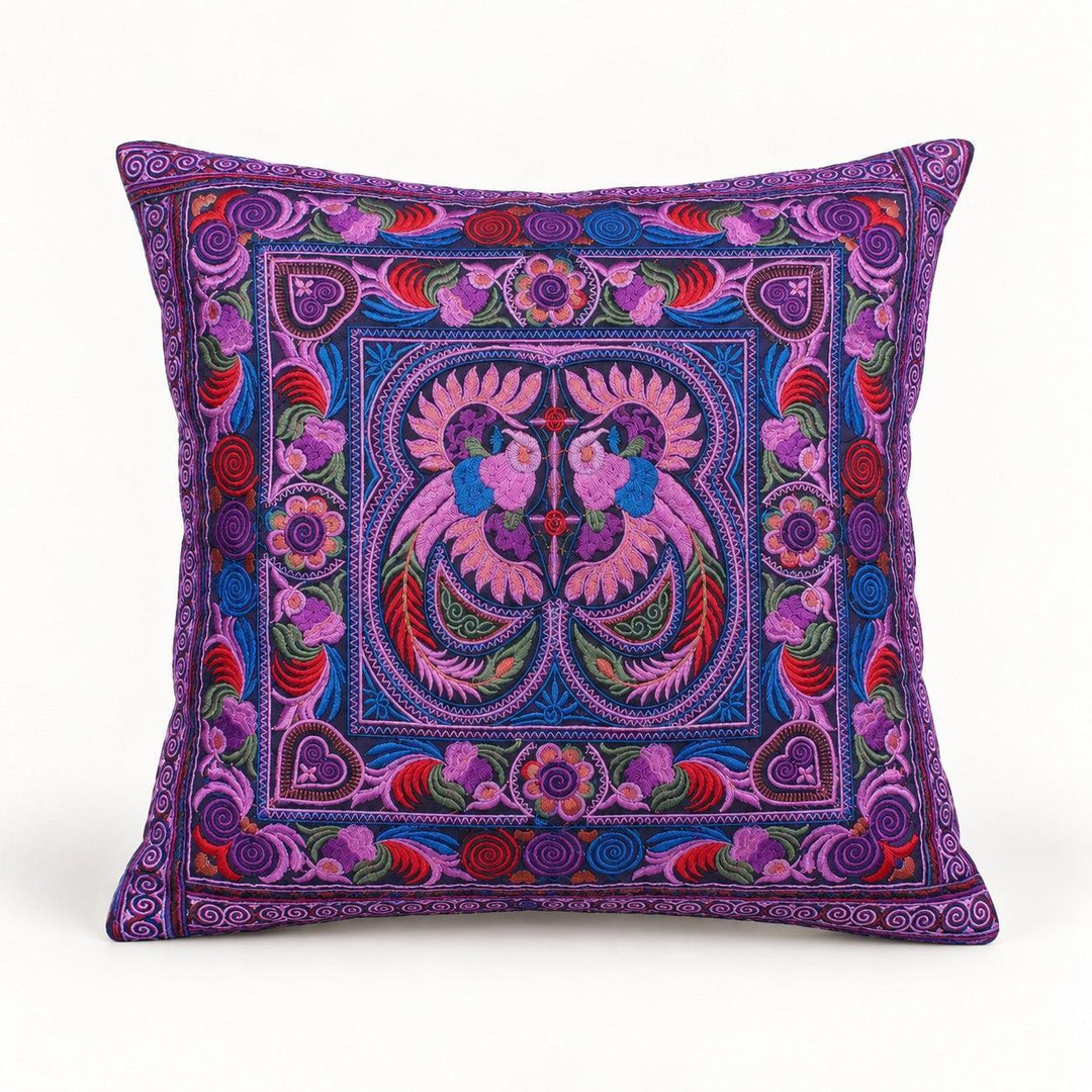Hmong Bird Embroidered Pillow Cover - Thailand