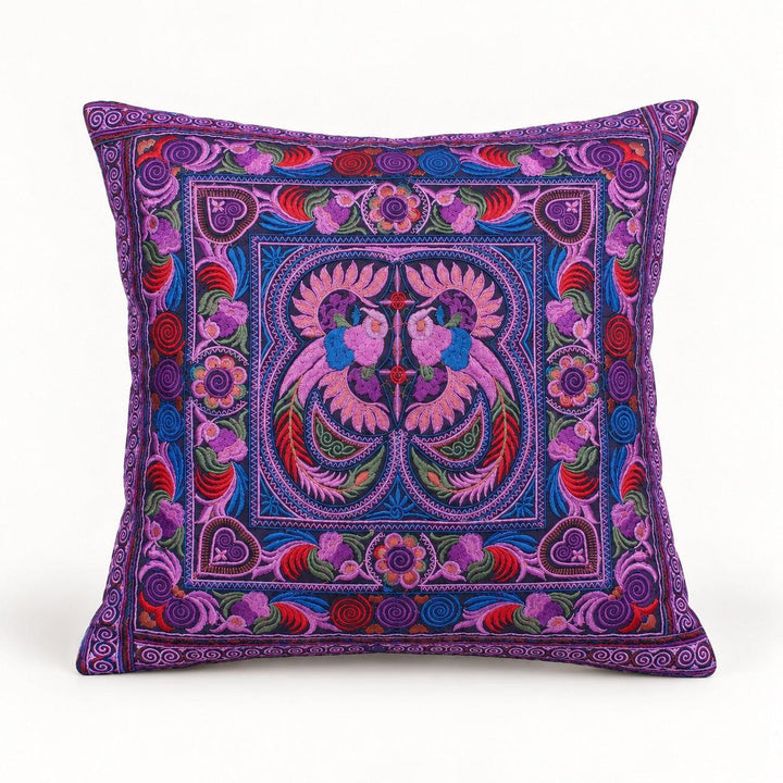 Hmong Bird Embroidered Pillow Cover - Thailand