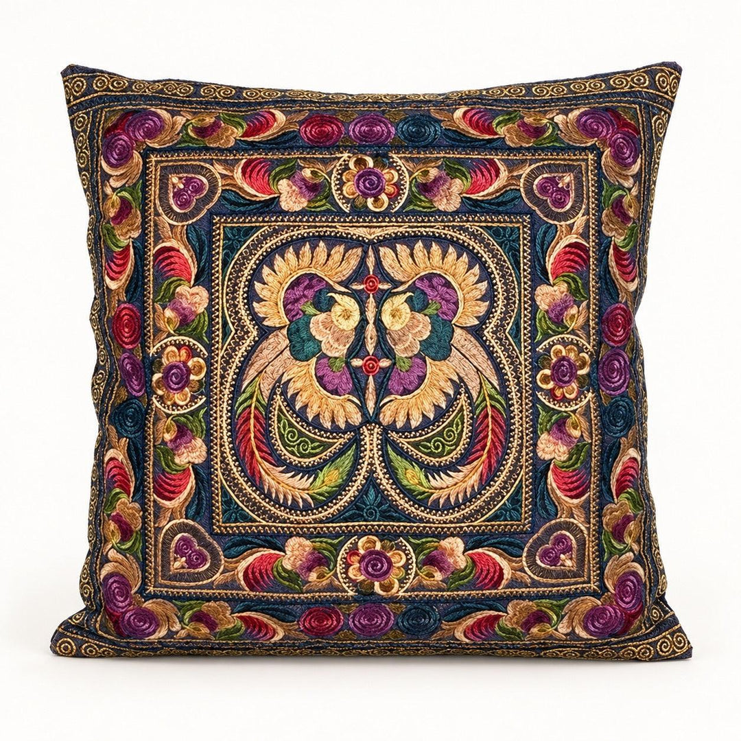Hmong Bird Embroidered Pillow Cover - Thailand
