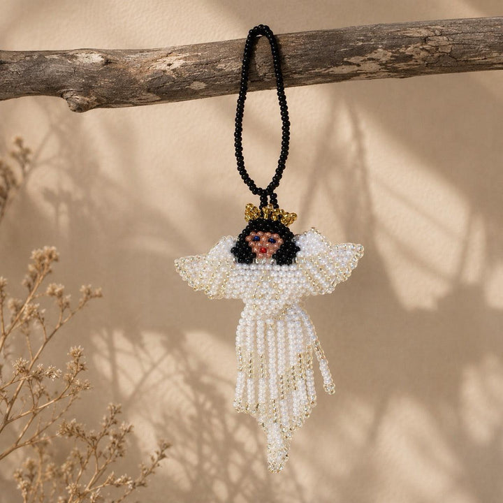 Angel Seed Bead Ornament Fair Trade Christmas Decoration - Guatemala-Decor-Lumily-White-Lumily MZ Fair Trade Nena &amp; Co Hiptipico Novica Lucia&
