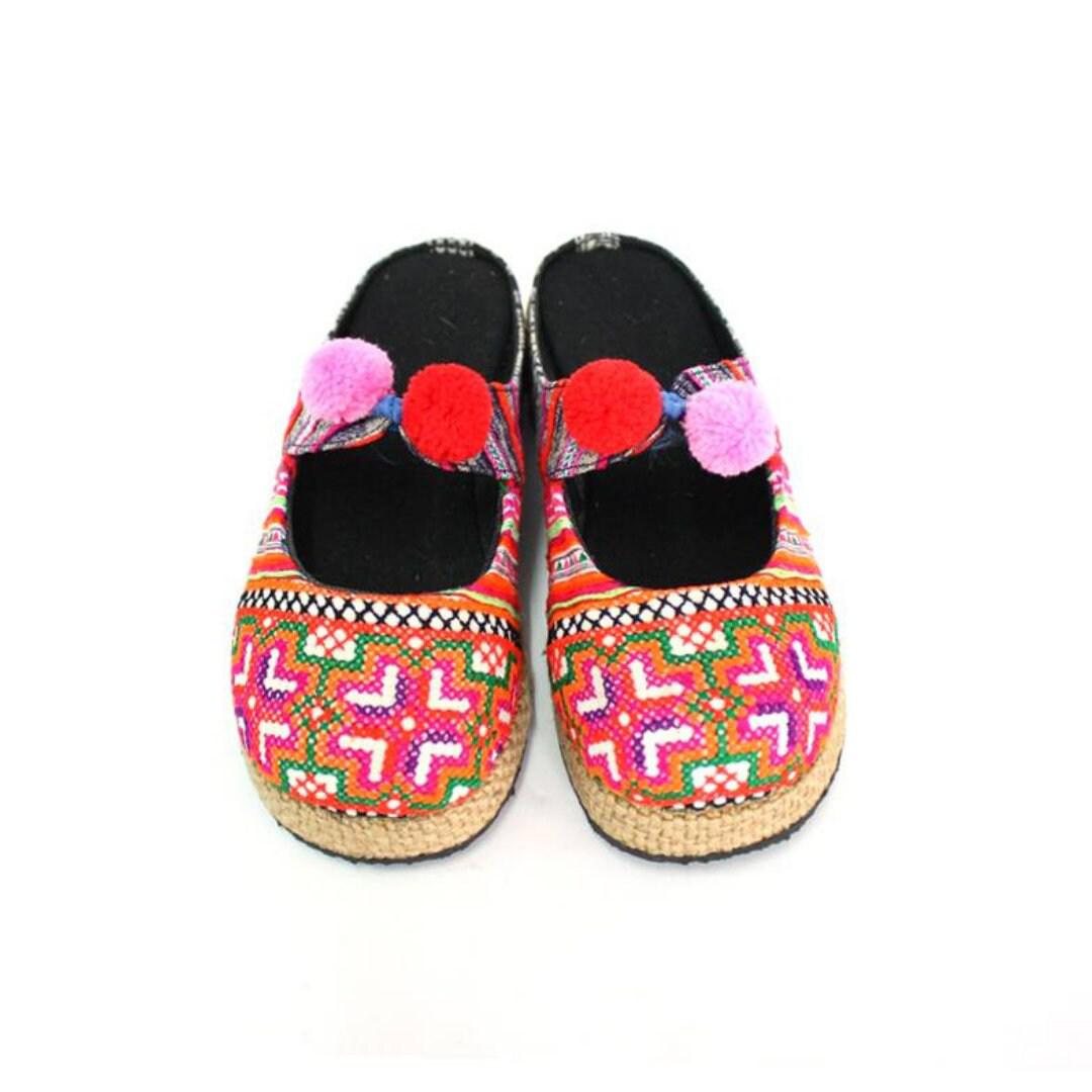 Upcycled Hmong Textile Fabric Clog Shoes - Thailand-Apparel-Lumily-Style 2-Style 2-Lumily MZ Fair Trade Nena & Co Hiptipico Novica Lucia's World emporium