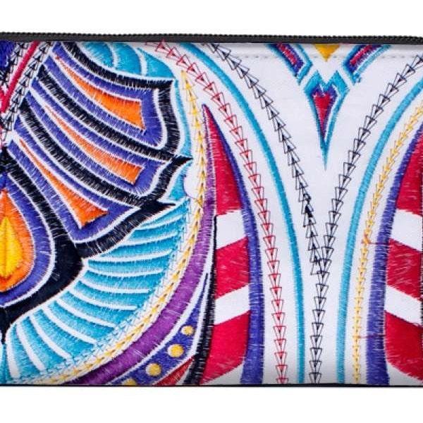 Tahj Embroidered Wallet (White)-Lumily-Lumily MZ Fair Trade Nena &amp; Co Hiptipico Novica Lucia&
