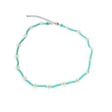 Daisy Seed Bead Choker - Guatemala-Bracelets-David (GU)-Tuquoise-Lumily MZ Fair Trade Nena & Co Hiptipico Novica Lucia's World emporium
