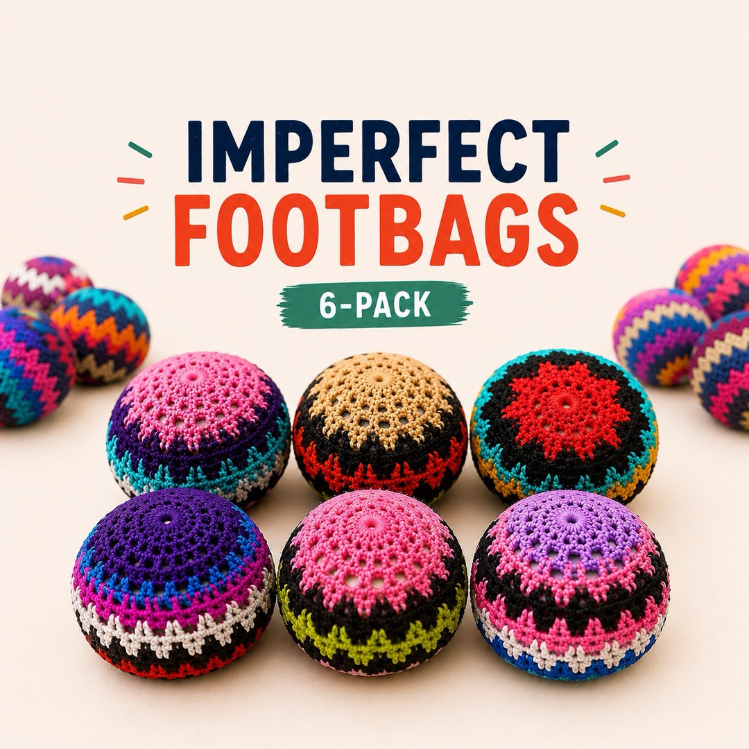 6-Pack Handmade Crochet Foot Sack Imperfects — Artisan Seconds | Foot Bag Hacky Bag | Hacky Bag | Hand Crocheted | Bundle Pack