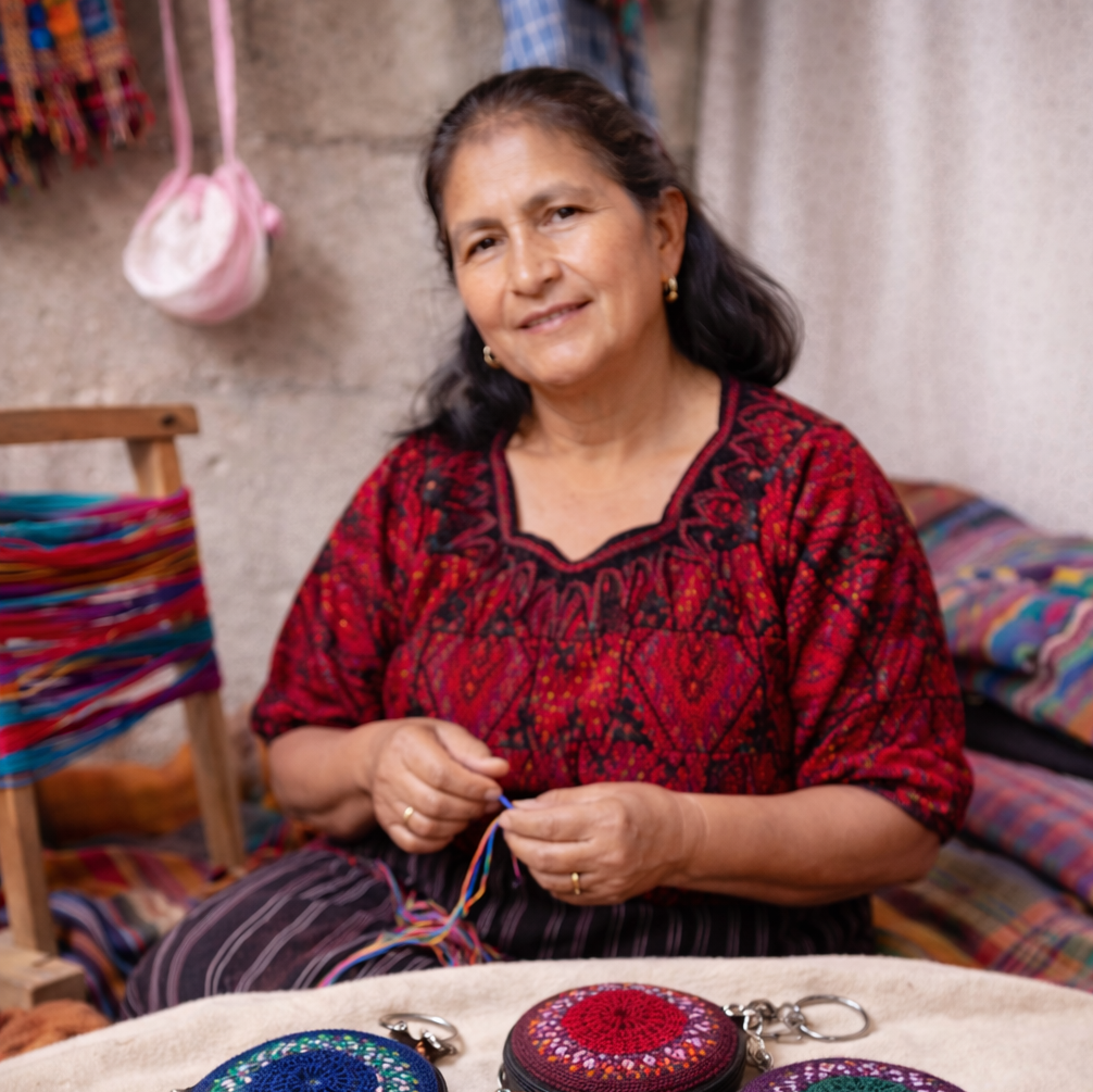 Earbud | Airpod Case Round Crochet Coin Purse | Keychain - Guatemala-Keychains-Juana (GU)-Lumily MZ Fair Trade Nena & Co Hiptipico Novica Lucia's World emporium