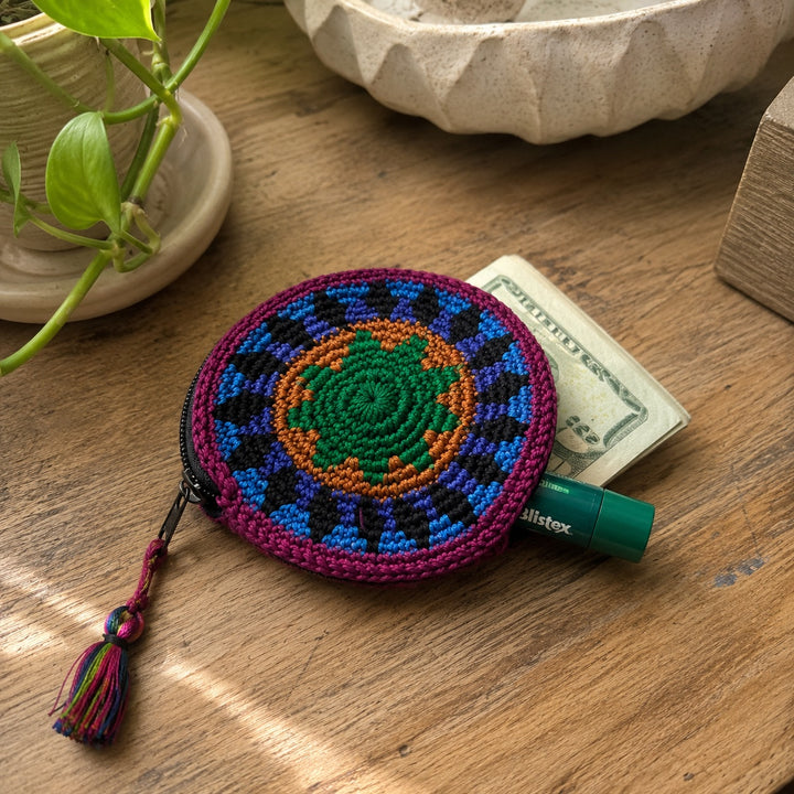 Moon Crochet Hacky Sack Knit Multicolor Handmade Coin Purse - Guatemala