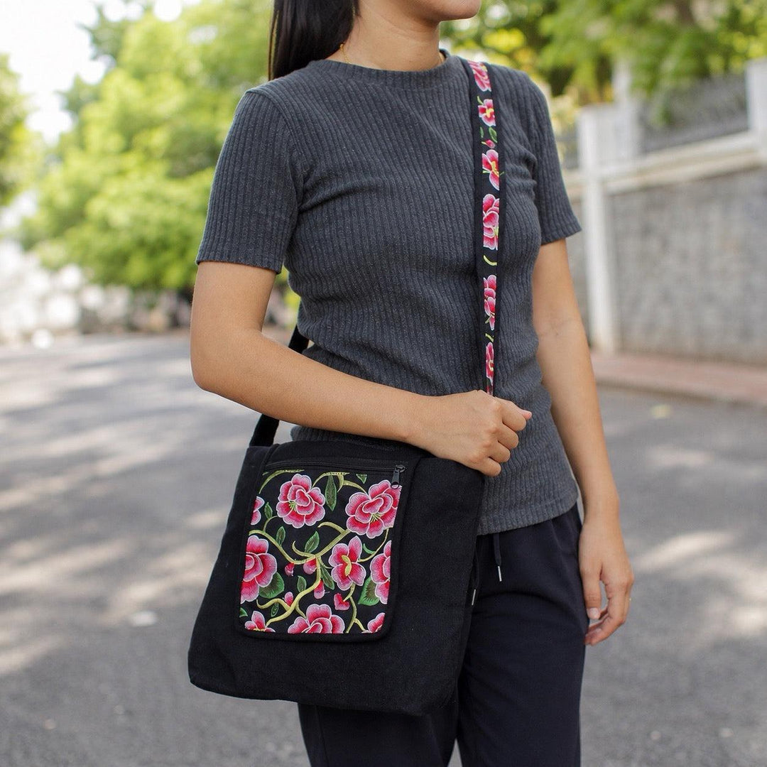 Tahj Limited Edition Embroidered Crossbody Bag - Thailand-Crossbody-Ae (Thailand)-Lumily Fair Trade Handmade