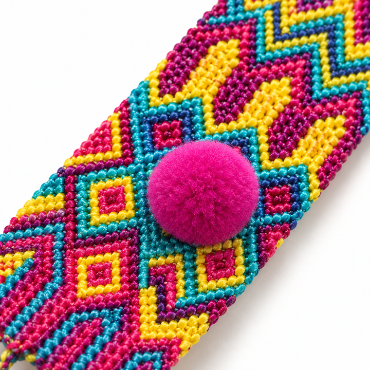 Friendship Woven Pom Pom Bracelet - Mexico