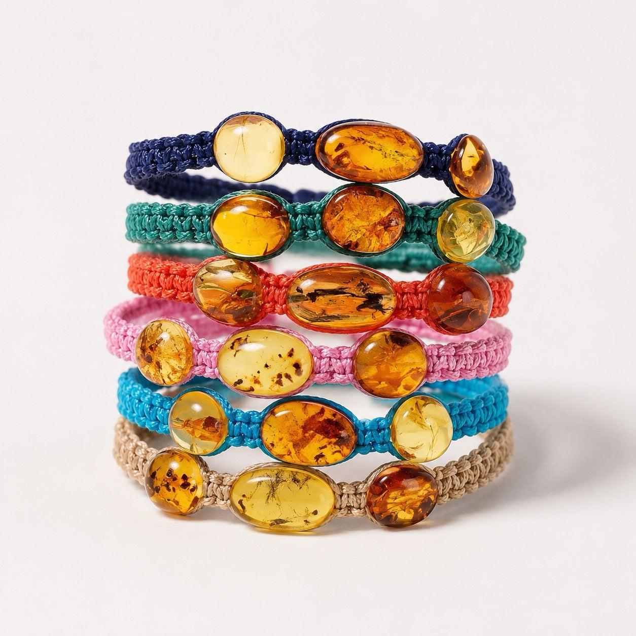 Carded Amber Macrame Bracelet - Mexico on Lumily Fair Trade