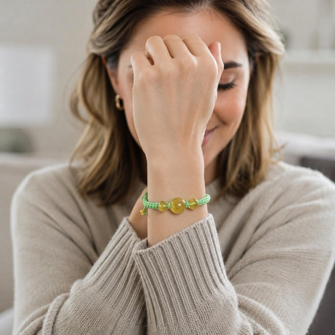 Erika Triple Amber Macrame Pull String Bracelet - Mexico-Bracelets-Erika (Artesanias Yareli - MX)-Lumily MZ Fair Trade Nena &amp; Co Hiptipico Novica Lucia&