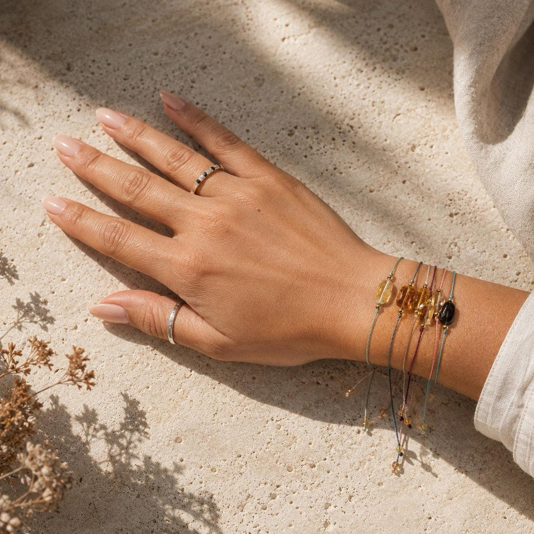 Erika Single Amber Pull String Bracelet - Mexico-Bracelets-Erika (Artesanias Yareli - MX)-Lumily MZ Fair Trade Nena &amp; Co Hiptipico Novica Lucia&