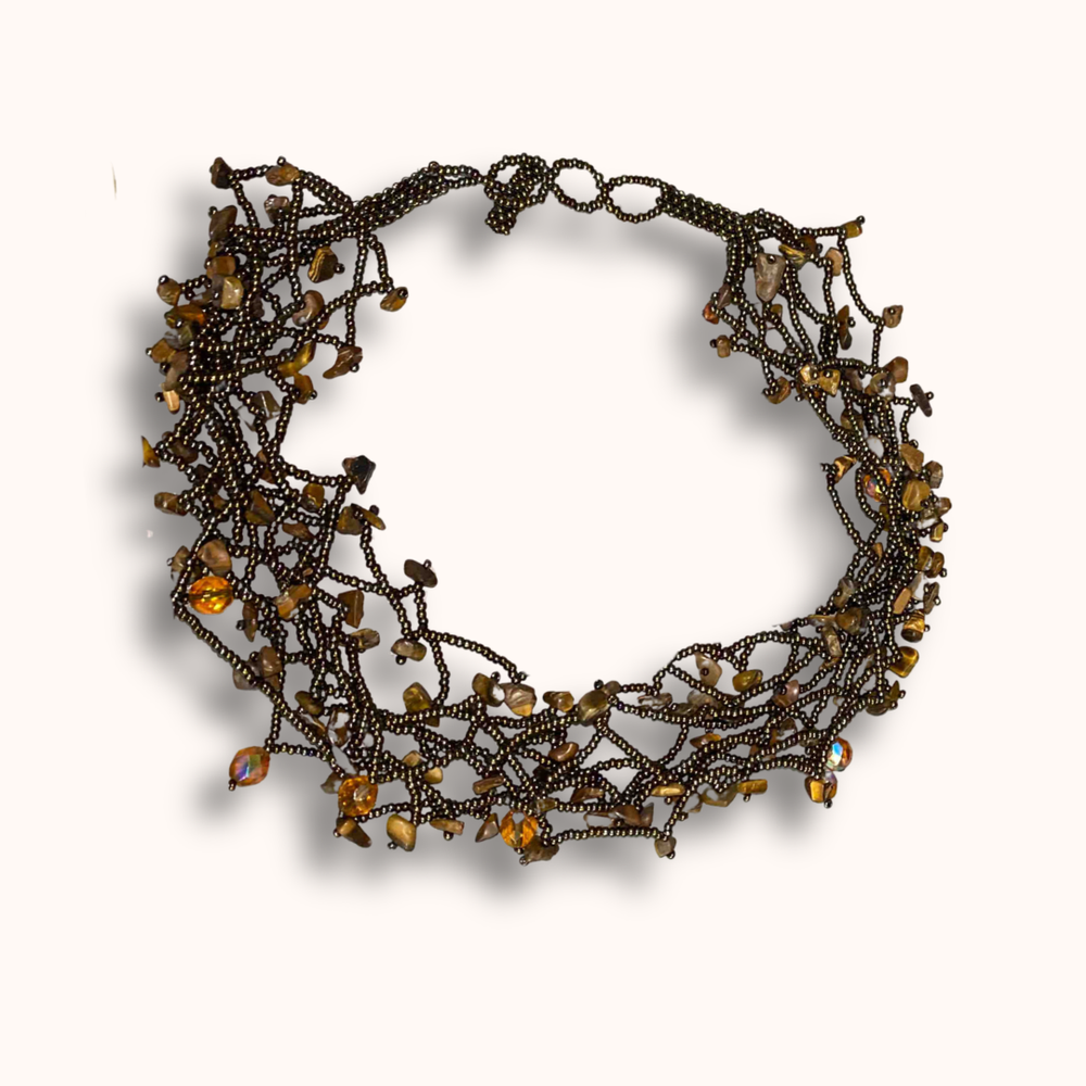 Luzy Czech Seed Bead Adjustable Statement Necklace – Guatemala-Jewelry-Lumily-Mocha-Lumily MZ Fair Trade Nena & Co Hiptipico Novica Lucia's World emporium