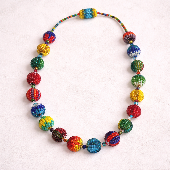 Magnetic Seed Bead Necklace Statement Beaded Necklace Boho Fair Trade - Guatemala-Jewelry-Lumily-Rainbow-Lumily MZ Fair Trade Nena & Co Hiptipico Novica Lucia's World emporium