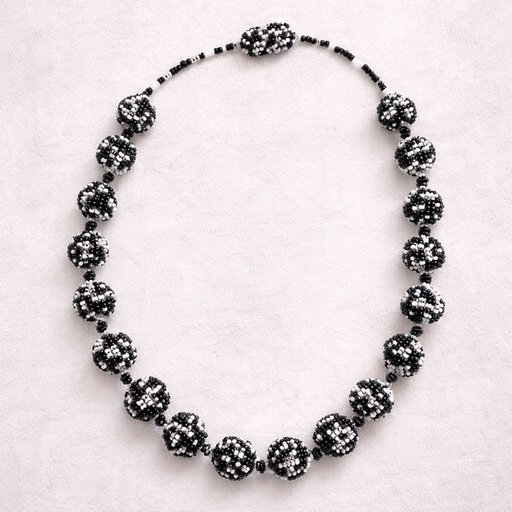 Magnetic Seed Bead Necklace Statement Beaded Necklace Boho Fair Trade - Guatemala-Jewelry-Lumily-Salt & Pepper-Lumily MZ Fair Trade Nena & Co Hiptipico Novica Lucia's World emporium