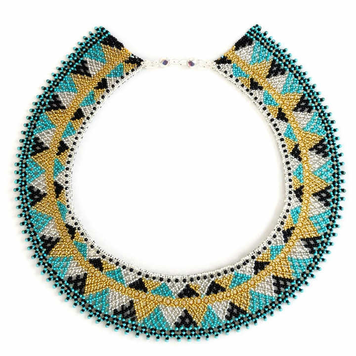 Seed Bead Collar Necklace Statement Beaded Bib Necklace Fair Trade - Guatemala