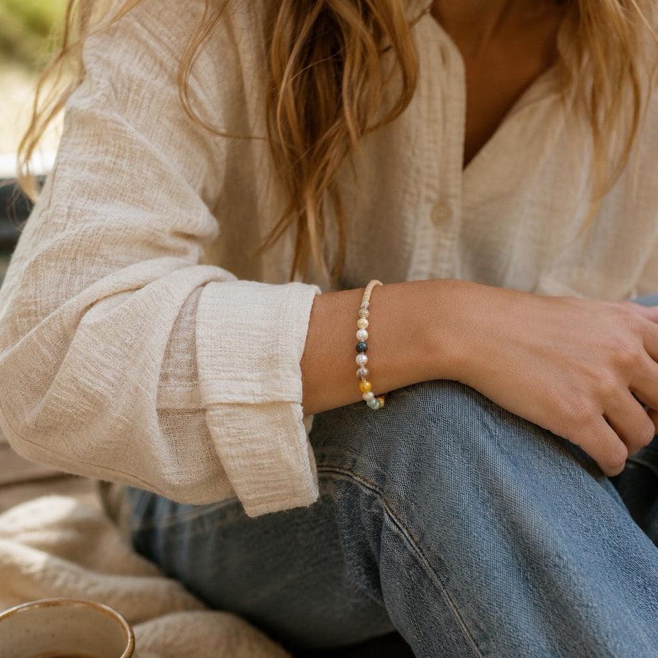 Freshwater Pearl &amp; Semi-Precious Stone Bracelet Fair Trade - Thailand