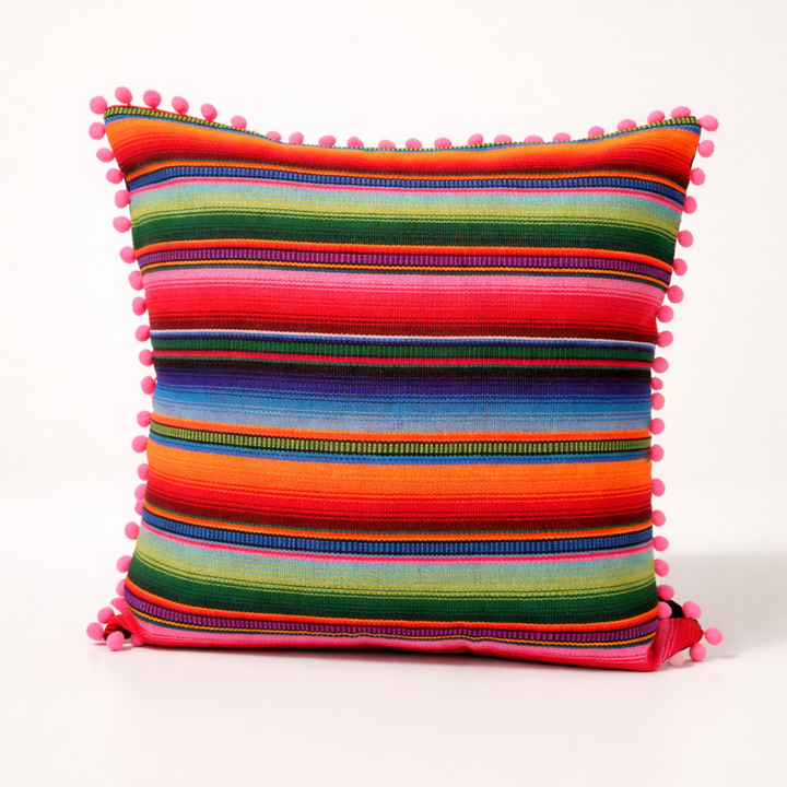 Hacienda Sarape Striped Colorful Pillow Cover Handwoven in Guatemala-Decor-Laura y Francisco (GU)-Lumily MZ Fair Trade Nena & Co Hiptipico Novica Lucia's World emporium