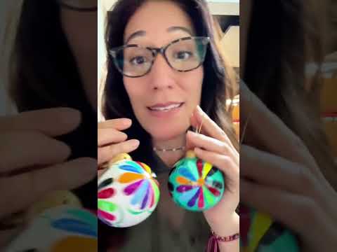 Hand-Painted Ceramic Colorful Sphere Boho Flower Ornament - Mexico