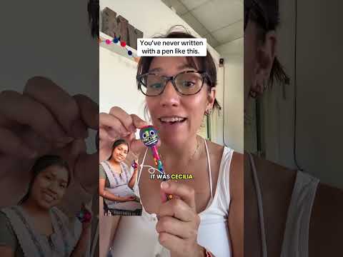 Hand-Painted VW Bug Ceramic Car Ink Pen | Van Flower Pen - Mexico