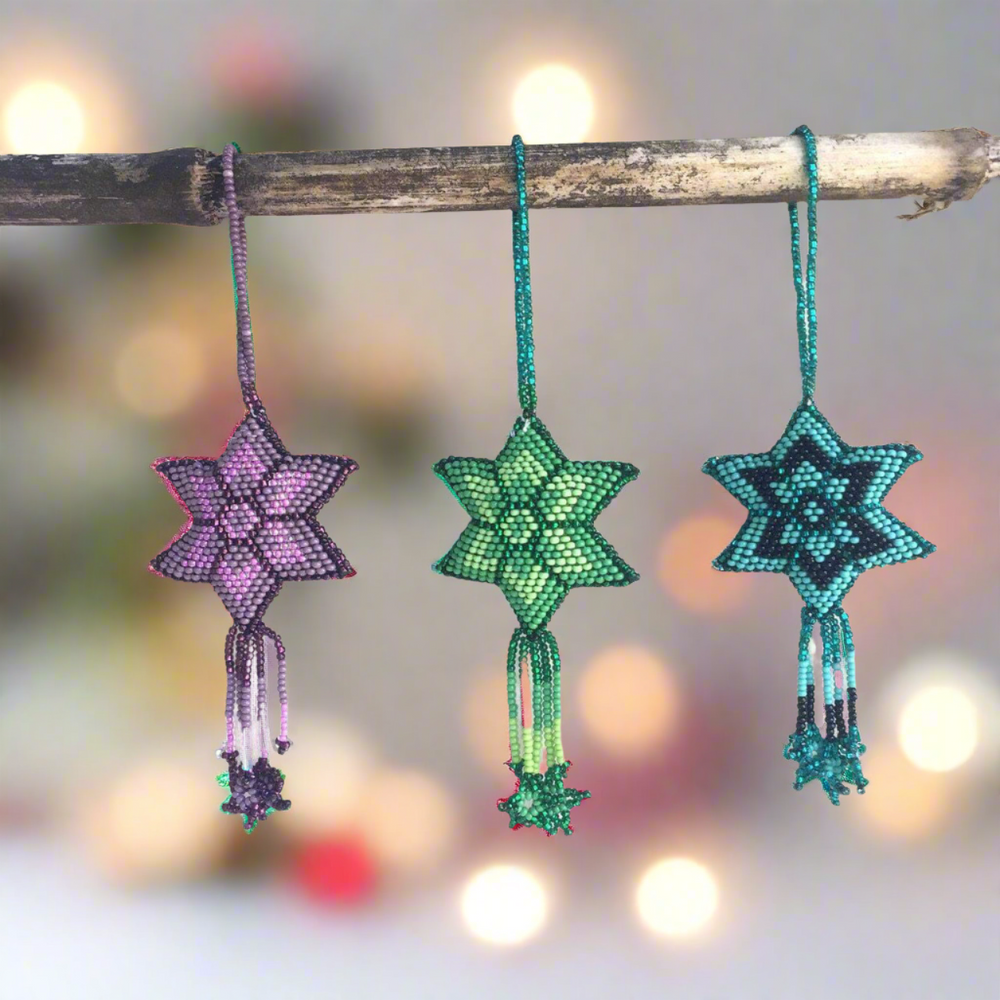 Star Seed Bead Handmade Ornament - Guatemala-Ornament-Lumily-Lumily Fair Trade Handmade