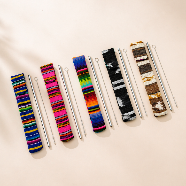 Reusable Sustainable Straw Kit with Straw and Cleaner - Guatemala-Accessories-Laura y Francisco (GU)-Lumily MZ Fair Trade Nena &amp; Co Hiptipico Novica Lucia&