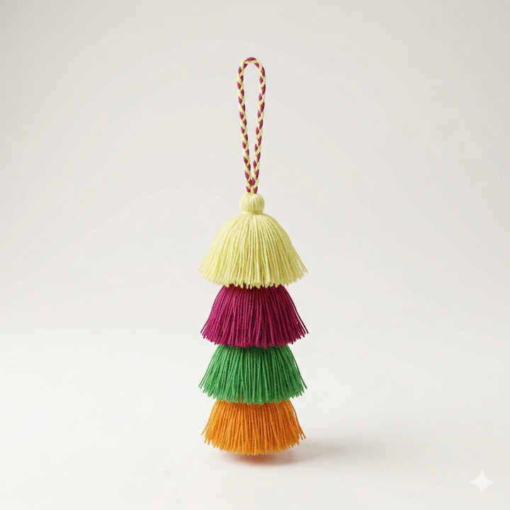Waterfall Tassel Zipper Pull | Colorful Handmade Charm from Mexico-Zipper Pulls-Rebeca y Francisco (Mexico)-Mardis Gras-Lumily MZ Fair Trade Nena & Co Hiptipico Novica Lucia's World emporium