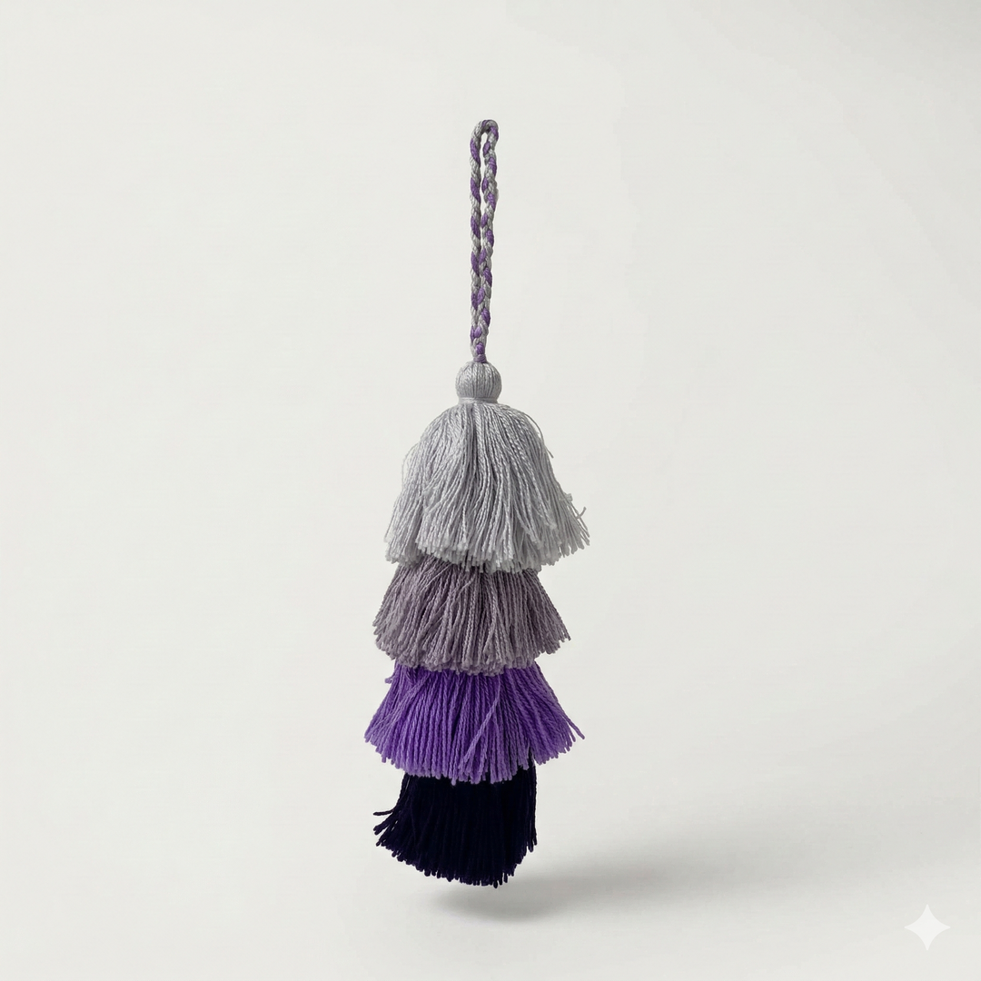 Waterfall Tassel Zipper Pull | Colorful Handmade Charm from Mexico-Zipper Pulls-Rebeca y Francisco (Mexico)-Amethyst-Lumily MZ Fair Trade Nena & Co Hiptipico Novica Lucia's World emporium