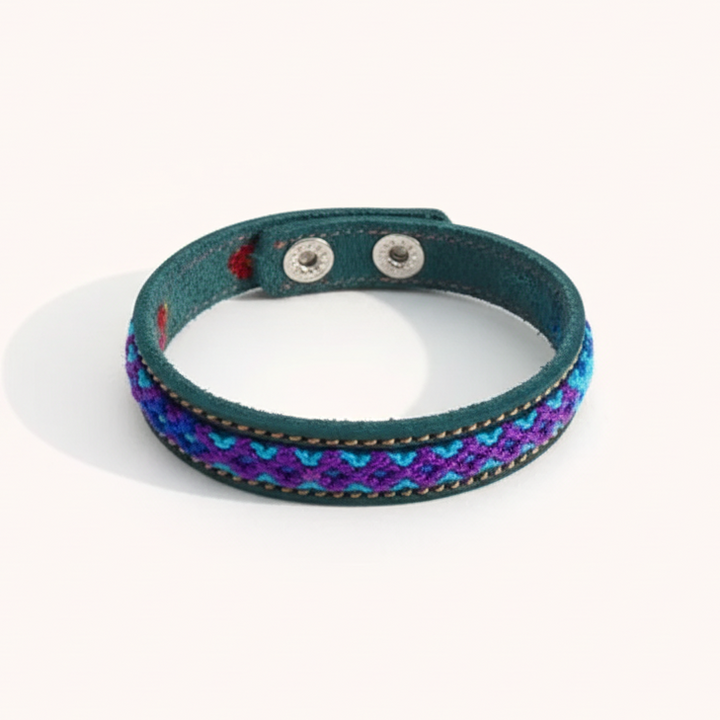 Vista Leather Adjustable Friendship Bracelet - Mexico-Jewelry-Joel (Arte Moderno en Cuero - MX)-Turquoise Assorted-Lumily MZ Fair Trade Nena &amp; Co Hiptipico Novica Lucia&