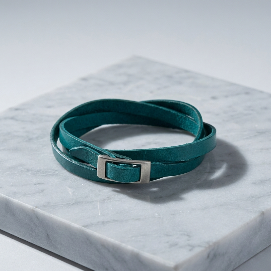 Genuine Leather Wrap Bracelet – Handmade in Thailand-Jewelry-Kannika (Deeproot Accessories - TH)-Teal-Lumily MZ Fair Trade Nena &amp; Co Hiptipico Novica Lucia&