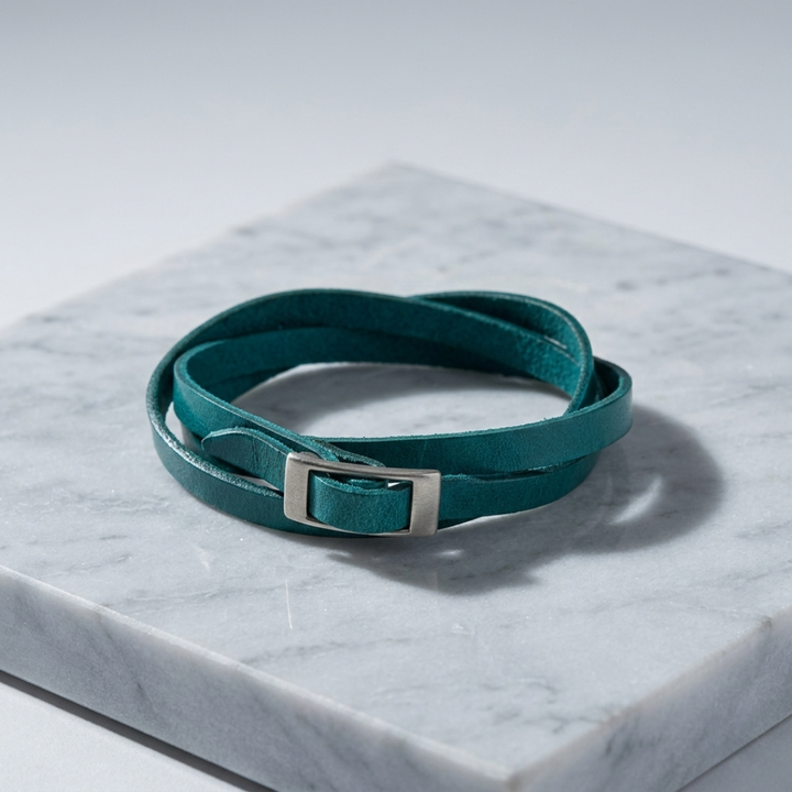 Genuine Leather Wrap Bracelet – Handmade in Thailand-Jewelry-Kannika (Deeproot Accessories - TH)-Teal-Lumily MZ Fair Trade Nena &amp; Co Hiptipico Novica Lucia&