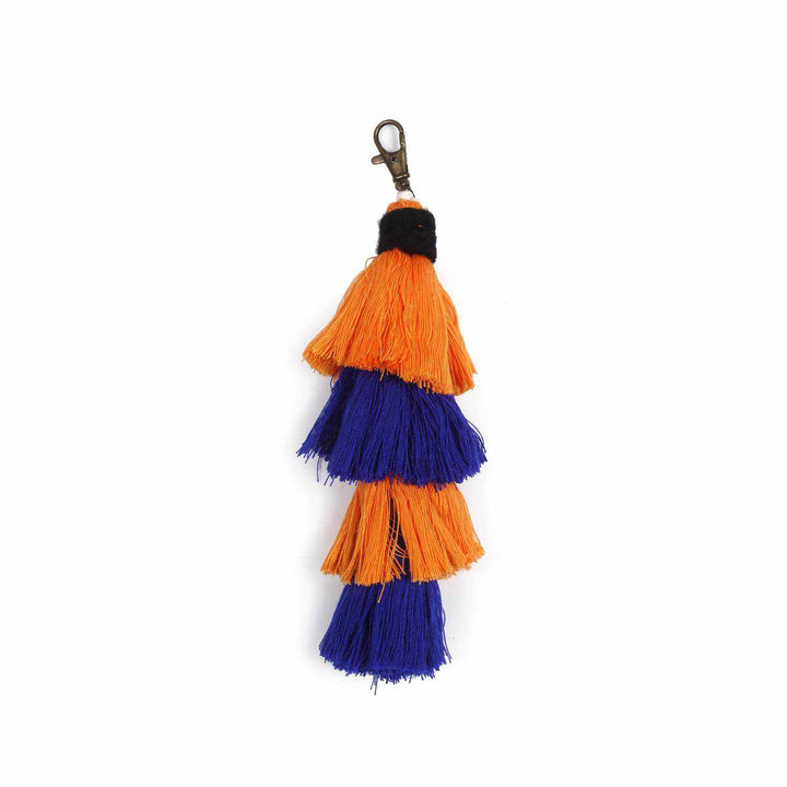 Multi-Tassel Key Chain | Zipper Pull - Thailand-Accessories-Lumily-Orange & Blue-Lumily MZ Fair Trade Nena & Co Hiptipico Novica Lucia's World emporium