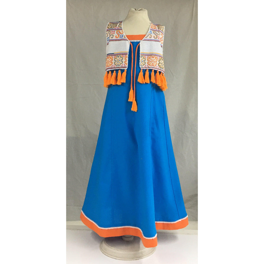 Sustainably Made Hmong Style Children's Dress - Thailand-Apparel-Lumily-Blue-Lumily MZ Fair Trade Nena & Co Hiptipico Novica Lucia's World emporium