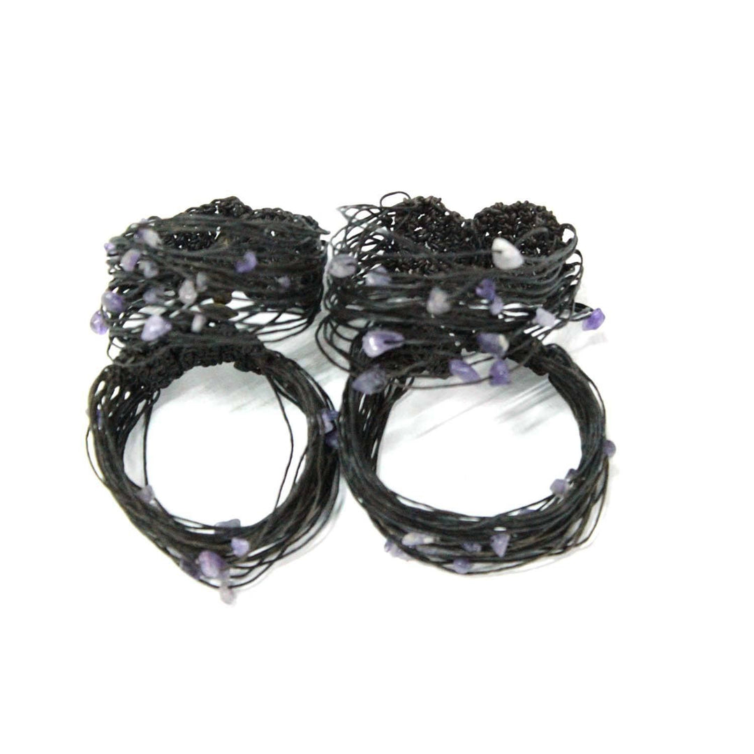 BUNDLE: Stones Wax String Bracelet 4 Pieces - Thailand-Bracelets-Lumily-Lumily MZ Fair Trade Nena & Co Hiptipico Novica Lucia's World emporium