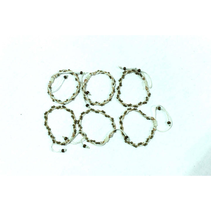 BUNDLE: Adjustable Bracelet With Brass Bead Wax String 6 Pieces - Thailand-Bracelets-Lumily-Lumily MZ Fair Trade Nena & Co Hiptipico Novica Lucia's World emporium