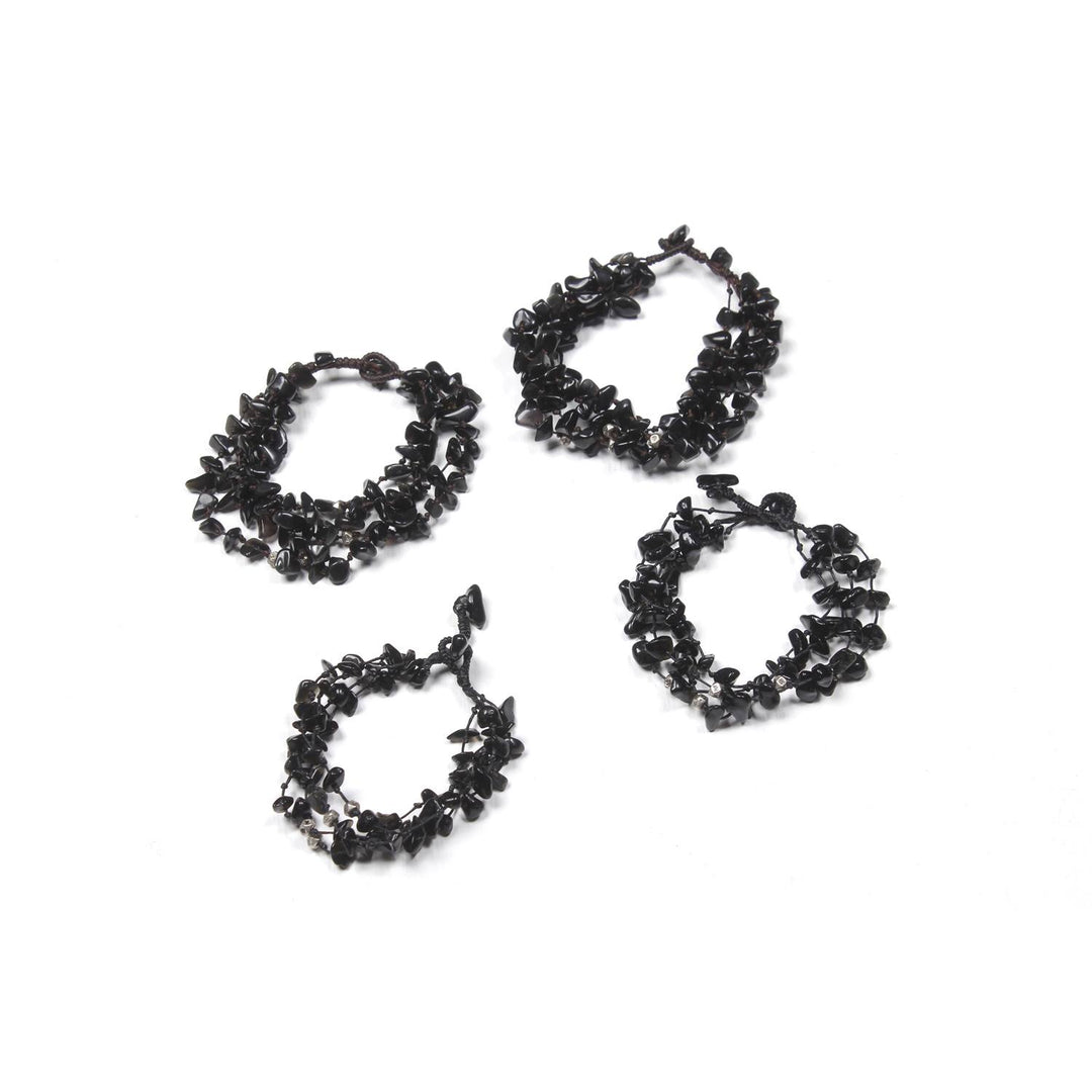 BUNDLE: 4-string Stone Bracelet Black 4 Pieces - Thailand-Bracelets-Lumily-Lumily MZ Fair Trade Nena & Co Hiptipico Novica Lucia's World emporium