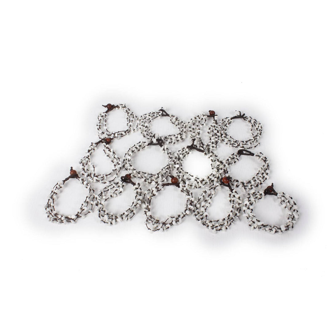 BUNDLE: White Stone 4-string Bracelet 13 Pieces - Thailand-Bracelets-Lumily-Lumily MZ Fair Trade Nena & Co Hiptipico Novica Lucia's World emporium