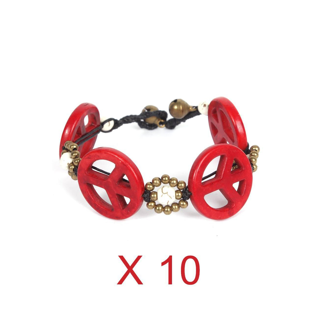 BUNDLE: 10 Pieces Beaded Peace Adjustable Bracelet - Thailand-Bracelets-Lumily-Lumily MZ Fair Trade Nena & Co Hiptipico Novica Lucia's World emporium