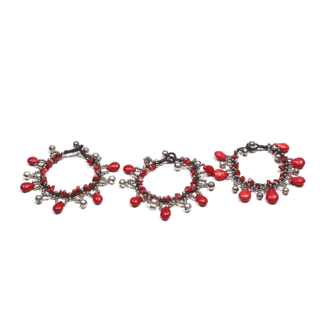 BUNDLE: Red Stone Bracelet 3 Pieces - Thailand-Bracelets-Lumily-Lumily MZ Fair Trade Nena & Co Hiptipico Novica Lucia's World emporium