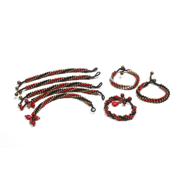 BUNDLE: Stone and Bells Bracelet Colorful Pieces - Thailand-Bracelets-Lumily-8 pieces-Lumily MZ Fair Trade Nena & Co Hiptipico Novica Lucia's World emporium