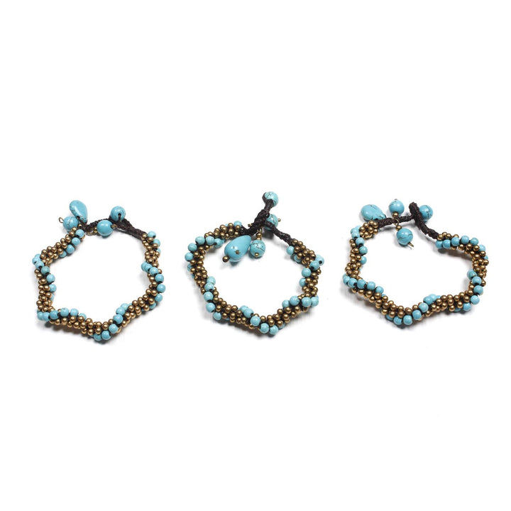 BUNDLE: Stone and Bells Bracelet Colorful Pieces - Thailand-Bracelets-Lumily-Blue 3 Pieces-Lumily MZ Fair Trade Nena & Co Hiptipico Novica Lucia's World emporium