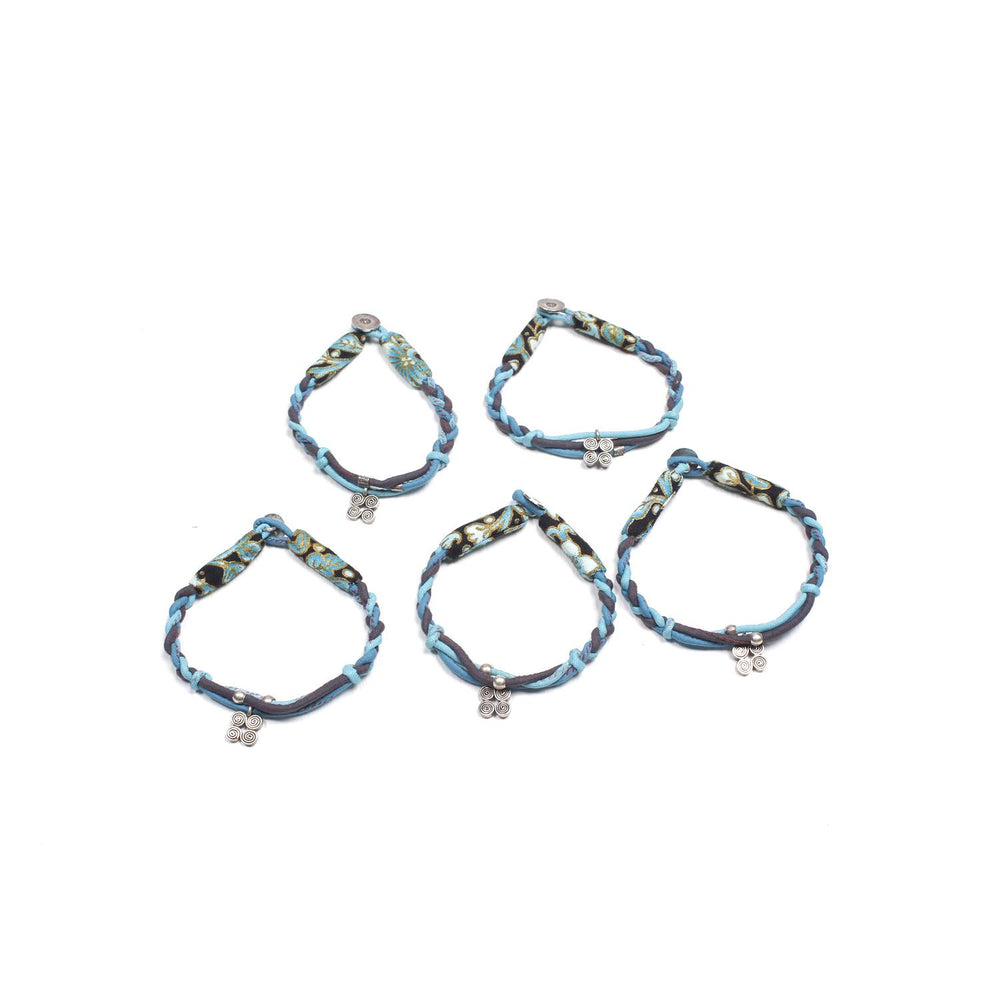 BUNDLE: Braided Cloth with Charm Bracelet 5 Pieces - Thailand-Bracelets-Lumily-Blue-Lumily MZ Fair Trade Nena & Co Hiptipico Novica Lucia's World emporium