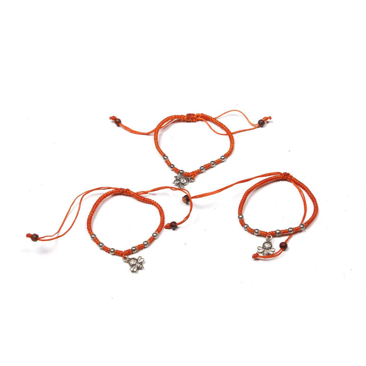 Hmong Silver .925 Charm Adjustable Wax String Bracelet - Thailand-Bracelets-Nu Shop-Light Red 3 Pieces-Lumily MZ Fair Trade Nena & Co Hiptipico Novica Lucia's World emporium