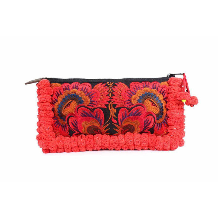 BUNDLE: 5 Piece Two-tone Pom Poms Wristlet Clutch - Thailand-Bags-Lumily-Lumily MZ Fair Trade Nena & Co Hiptipico Novica Lucia's World emporium