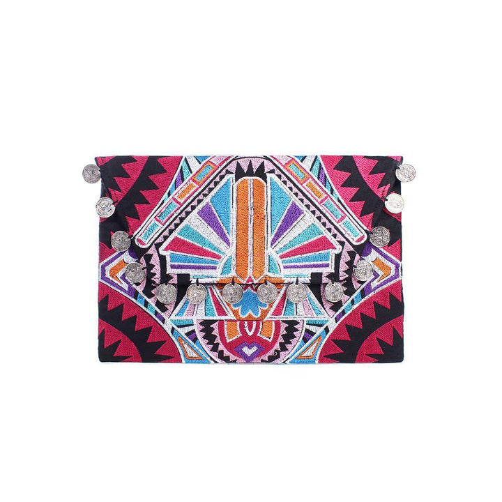 Hmong Embroidered Carnival Coin Clutch | iPad Bag - Thailand-Bags-Lumily-Red Multicolor-Lumily MZ Fair Trade Nena & Co Hiptipico Novica Lucia's World emporium