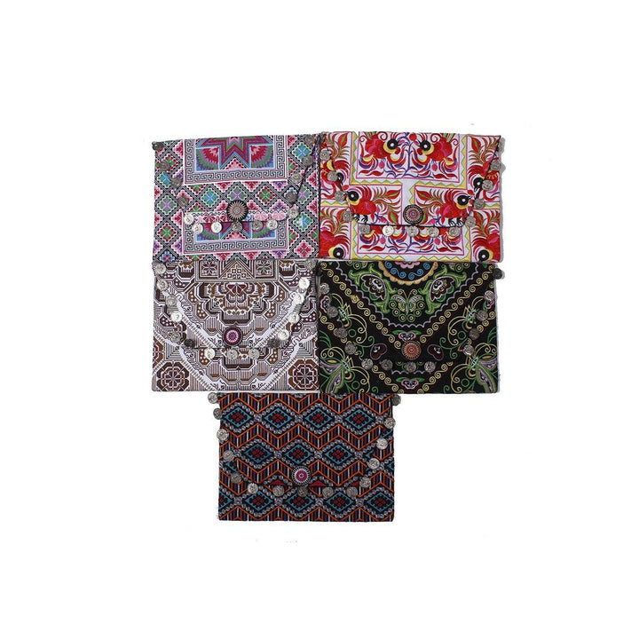 BUNDLE: Artisan Crafted Coin Embroidered Clutch Bag 5 Pieces - Thailand-Bags-Lumily-BUNDLE 1-Lumily MZ Fair Trade Nena & Co Hiptipico Novica Lucia's World emporium