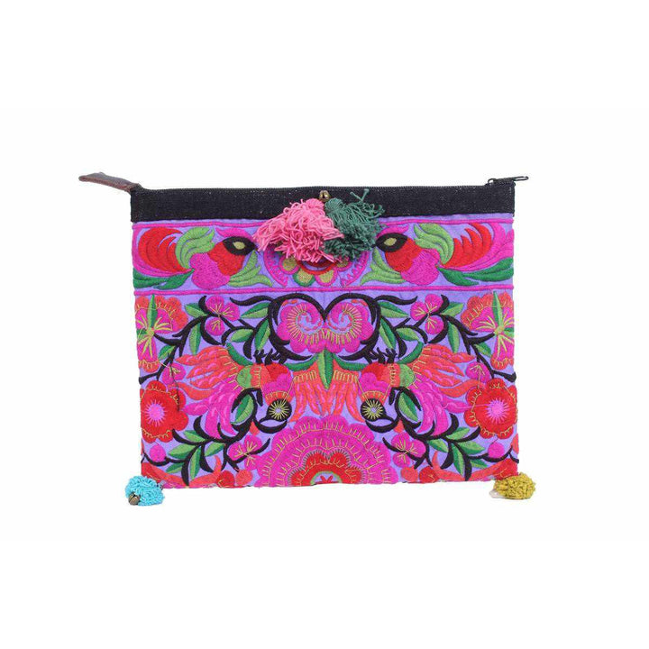 Handcrafted Embroidered Clutch | iPad Bag - Thailand-Bags-Lumily-Purple Floral-Lumily MZ Fair Trade Nena & Co Hiptipico Novica Lucia's World emporium